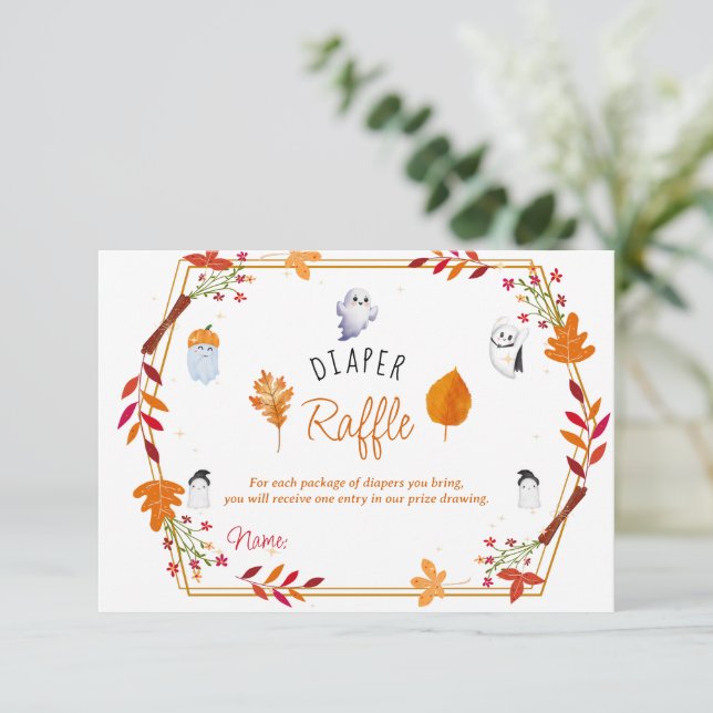 Cute Halloween Ghosts diaper raffle baby shower  Enclosure Card (Standing Front)