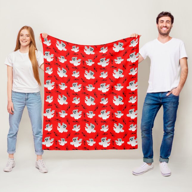 Cute Halloween Ghosts Fleece Blanket (In Situ)