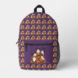 Cute Halloween Ghosts In Coquette Bows & Pumpkins Printed Backpack
