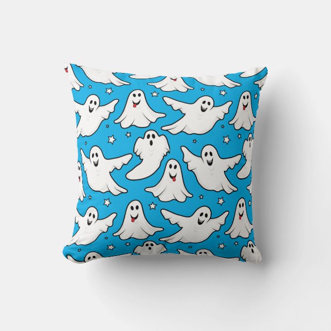 Cute Halloween Ghosts Laughing and Smiling Cushion (Front)