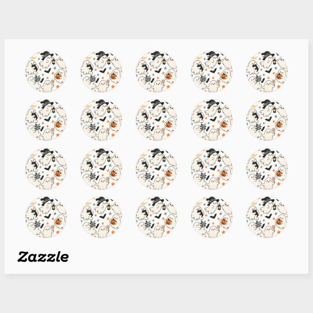 Cute Halloween Ghosts Pattern Sticker (Sheet)