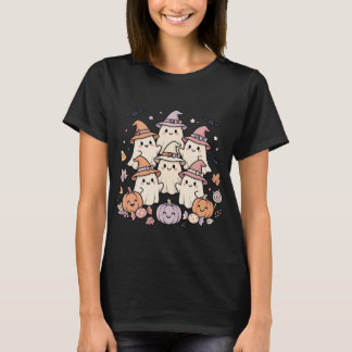 Cute Halloween Ghosts Pumpkin Spooky Season Tshirt