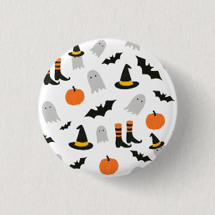 Cute Halloween Ghosts Witch Seamless Pattern 3 Cm Round Badge