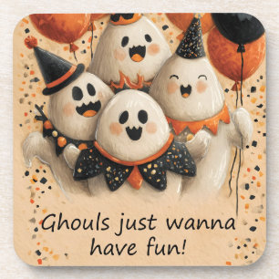 Cute Halloween Ghosts with Text Coaster