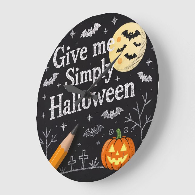 Cute Halloween Gift Wrap Large Clock (Angle)