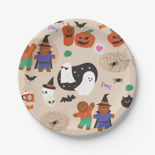 cute halloween gingerbread man vampire paper plate
