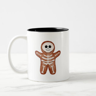 Cute Halloween Gingerbread Skeleton Cookie Two-Tone Coffee Mug