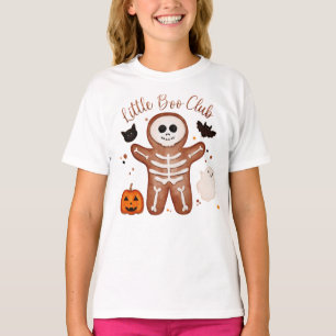 Cute Halloween Gingerbread Skeleton Little Boo  T-Shirt