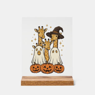 Cute Halloween Giraffe Ghost Pumpkin Shirt Design_ Acrylic Sign