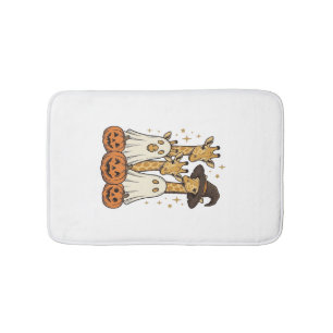 Cute Halloween Giraffe Ghost Pumpkin Shirt Design_ Bath Mat