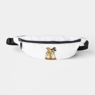 Cute Halloween Giraffe Ghost Pumpkin Shirt Design_ Bum Bags