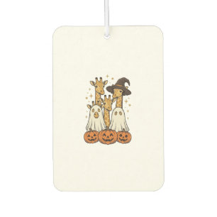 Cute Halloween Giraffe Ghost Pumpkin Shirt Design_ Car Air Freshener