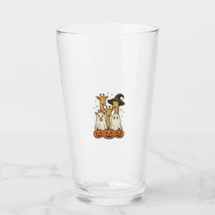 Cute Halloween Giraffe Ghost Pumpkin Shirt Design_ Glass