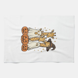 Cute Halloween Giraffe Ghost Pumpkin Shirt Design_ Tea Towel