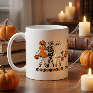 Cute Halloween Girls Skeleton Ghost Pumpkin Coffee Mug