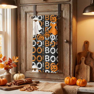 Cute Halloween Girls Skeleton Ghost Pumpkin Tea Towel