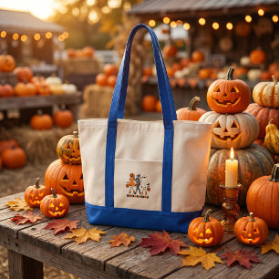 Cute Halloween Girls Skeleton Ghost Pumpkin Tote Bag