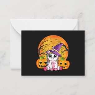 Cute Halloween Girls Witchy Unicorn Halloween Card