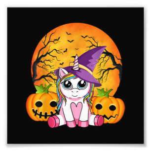 Cute Halloween Girls Witchy Unicorn Halloween Photo Print