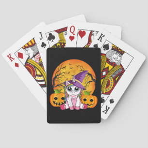 Cute Halloween Girls Witchy Unicorn Halloween Playing Cards