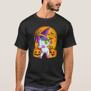Cute Halloween Girls Women Dabbing Unicorn Witch H T-Shirt