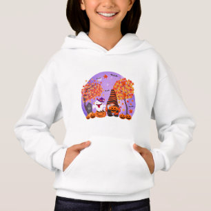 Cute Halloween Gnome And Ghost Girl's Hoodie