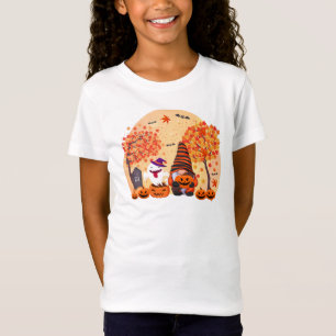 Cute Halloween Gnome And Ghost Girl's T-Shirt
