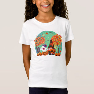 Cute Halloween Gnome And Ghost Girl's T-Shirt