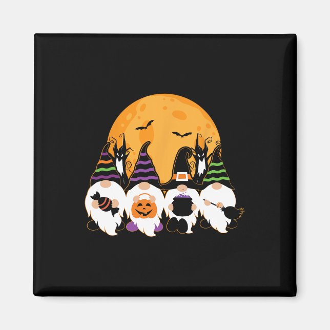 Cute Halloween Gnome Spooky Gardening Trick Or Tre Magnet (Front)