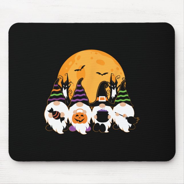 Cute Halloween Gnome Spooky Gardening Trick Or Tre Mouse Mat (Front)