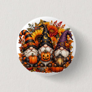 Cute Halloween Gnome Trio Pumpkins 3 Cm Round Badge