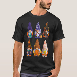 Cute Halloween Gnomes Autumn Pumpkins Fall Holiday T-Shirt