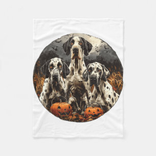 Cute Halloween Great Dane Dogs Spooky Pumpkin Fleece Blanket
