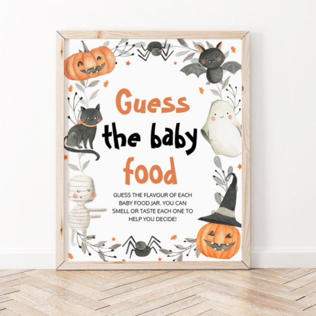 Cute Halloween Guess The Baby Food Baby Shower Poster (Creator Uploaded)