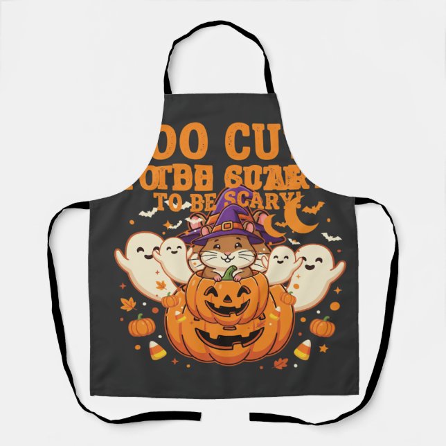 Cute Halloween Hamster Pumpkin Ghost Design_1 Apron (Front)