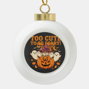 Cute Halloween Hamster Pumpkin Ghost Design_1 Ceramic Ball Christmas Ornament
