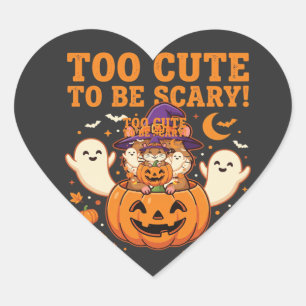 Cute Halloween Hamster Pumpkin Ghost Design_1 Heart Sticker