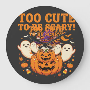 Cute Halloween Hamster Pumpkin Ghost Design_1 Large Clock