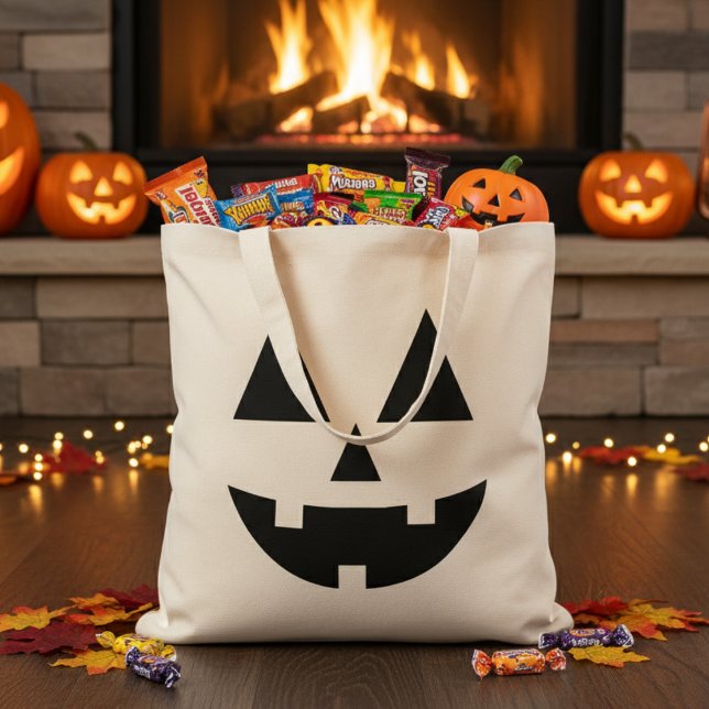 Cute Halloween Happy Jack-O-Lantern Face Tote Bag (Cute Halloween Happy Jack-O-Lantern Face Tote Bag)