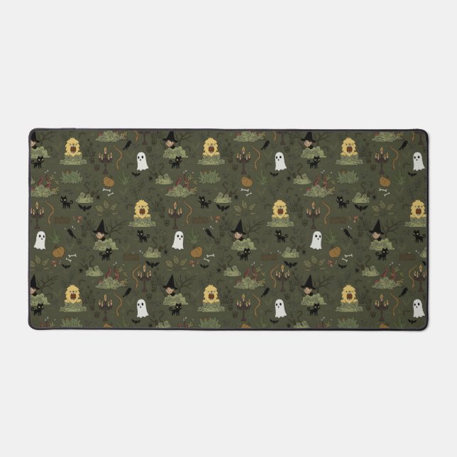 Cute Halloween Haunted Forest Pattern Desk Mat (Front)