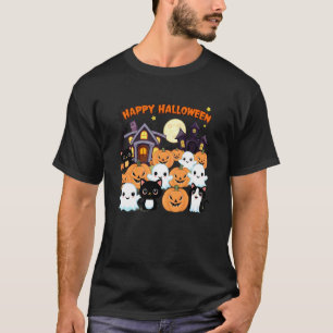 Cute Halloween Haunted House Ghosts, Pumpkins, Bla T-Shirt