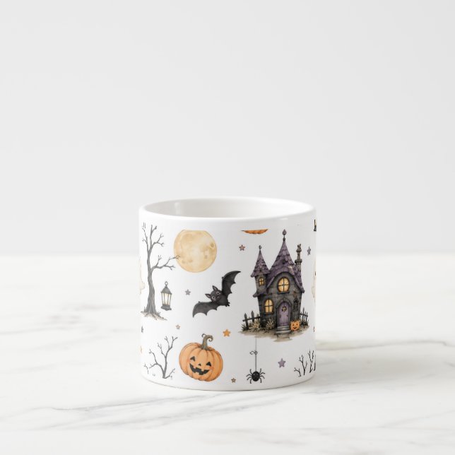 Cute Halloween Haunted House Pattern with Ghosts Espresso Cup (Front)