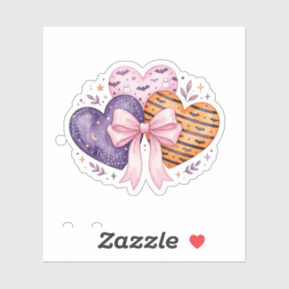 Cute Halloween Hearts Pink Ribbon Bow Coquette