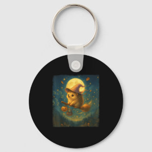 Cute Halloween Hedgehog Broom Ride With Potion And Key Ring