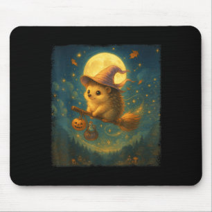 Cute Halloween Hedgehog Broom Ride With Potion And Mouse Mat