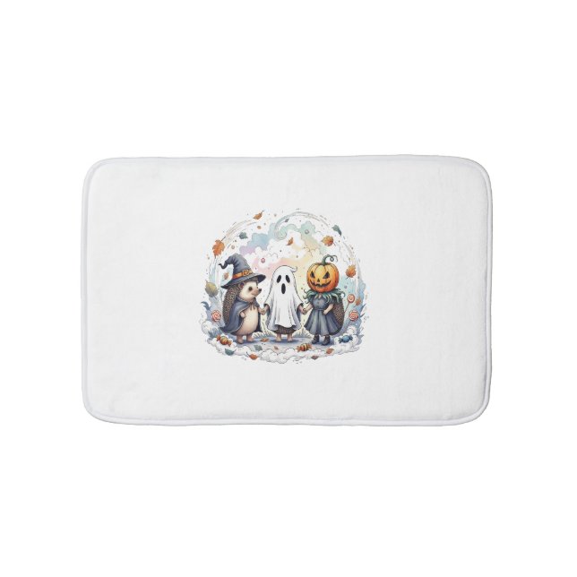 Cute Halloween Hedgehogs Costume Bath Mat (Front)
