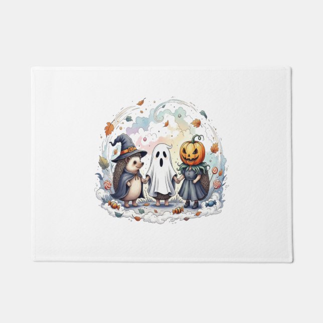Cute Halloween Hedgehogs Costume Doormat (Front)