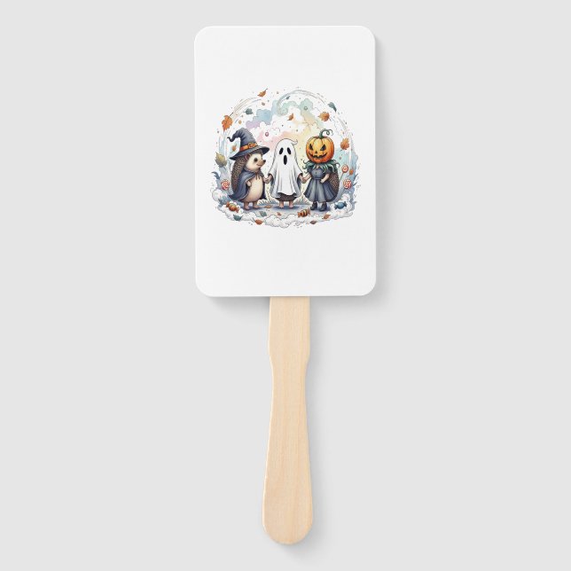 Cute Halloween Hedgehogs Costume Hand Fan (Front)