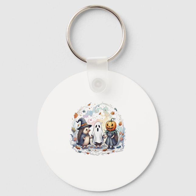 Cute Halloween Hedgehogs Costume Key Ring (Front)