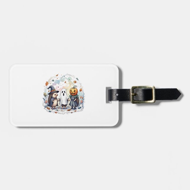 Cute Halloween Hedgehogs Costume Luggage Tag (Front Horizontal)